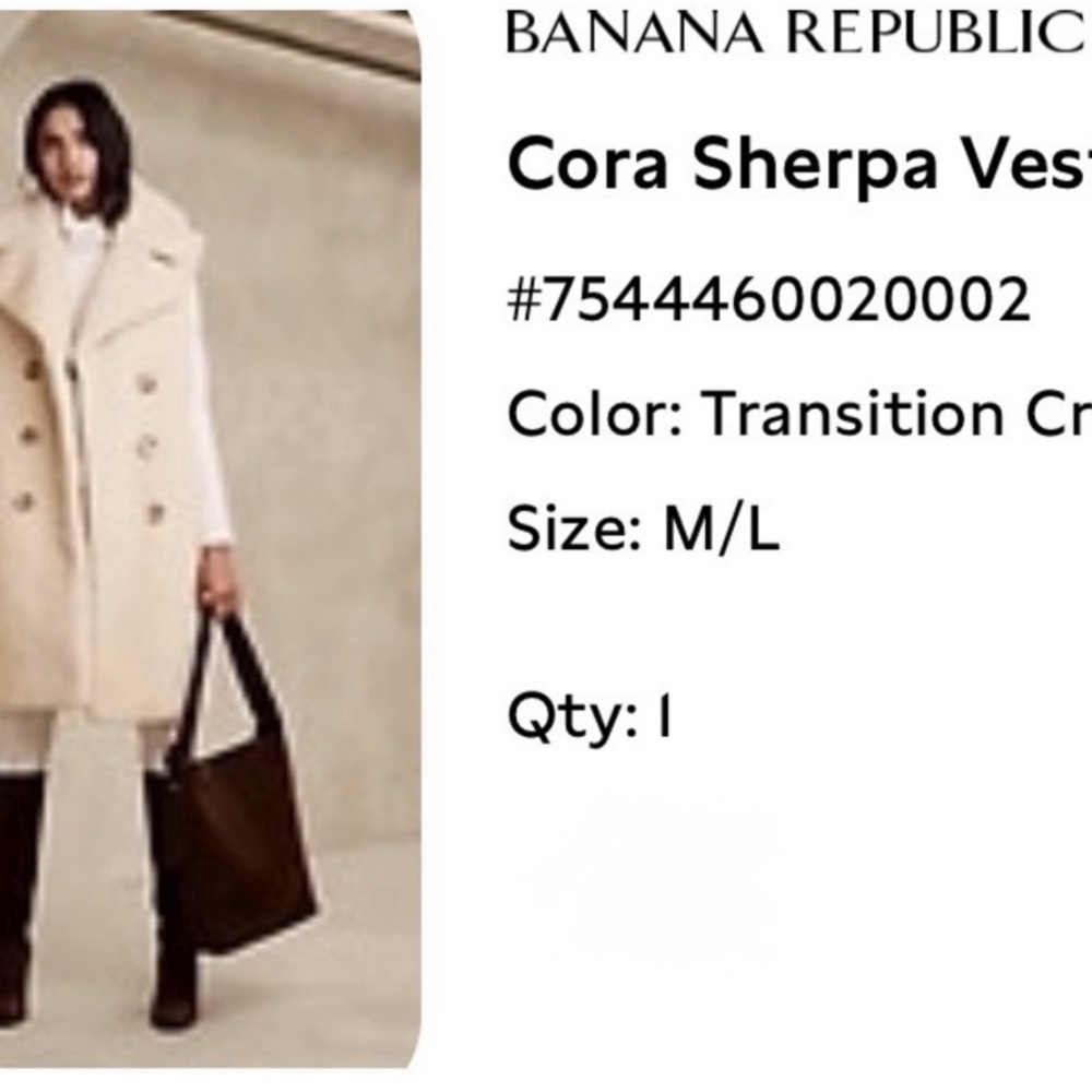 Banana Republic Cream Double-Breasted Sherpa Vest